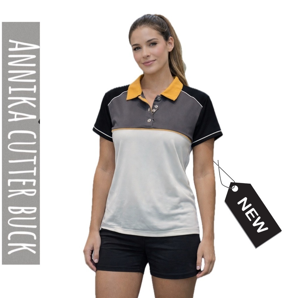 NWT Annika cutter buck tab button Polo xL